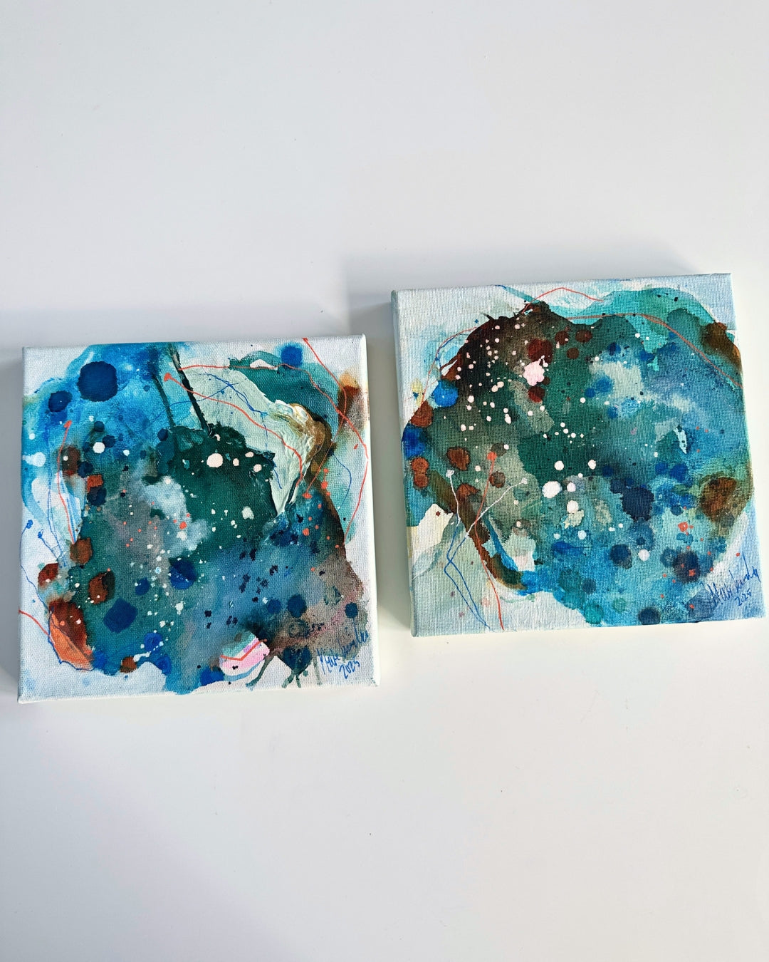 Farve-skitse #17 og #18  - 20x20 cm