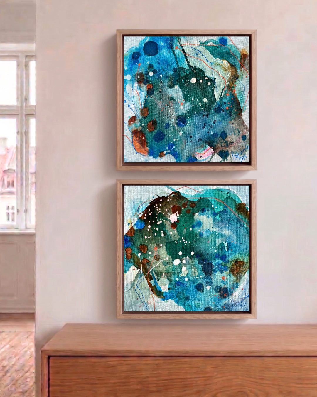 Farve-skitse #17 og #18  - 20x20 cm