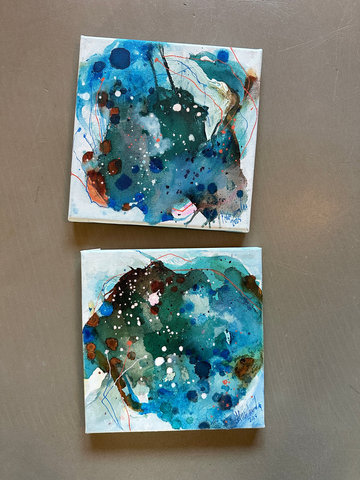 Farve-skitse #17 og #18  - 20x20 cm