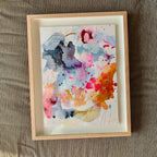Think #1 - 39,5 x 49 cm - originalt maleri i egetræsramme