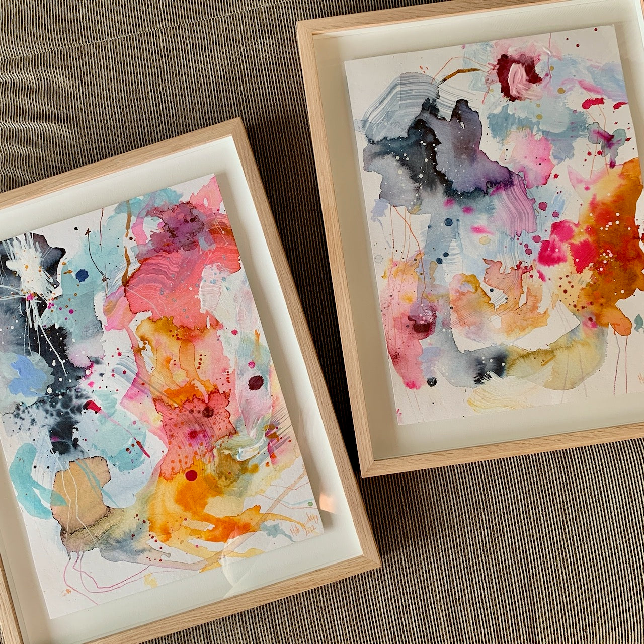 Think #1 - 39,5 x 49 cm - originalt maleri i egetræsramme