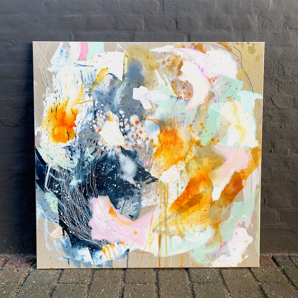 The Globe - 100x100 cm - den på rå lærred