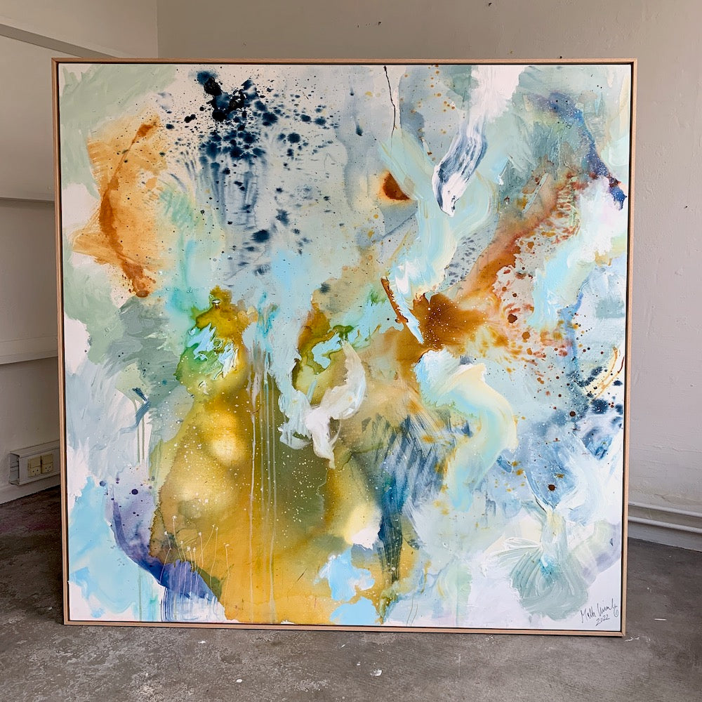 To new beginnigs - 150x150 cm (m. egetræsramme)