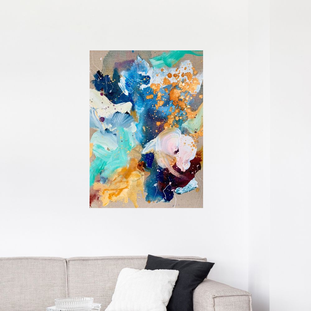 Raw and blue - 60x80 cm (hørlærred)