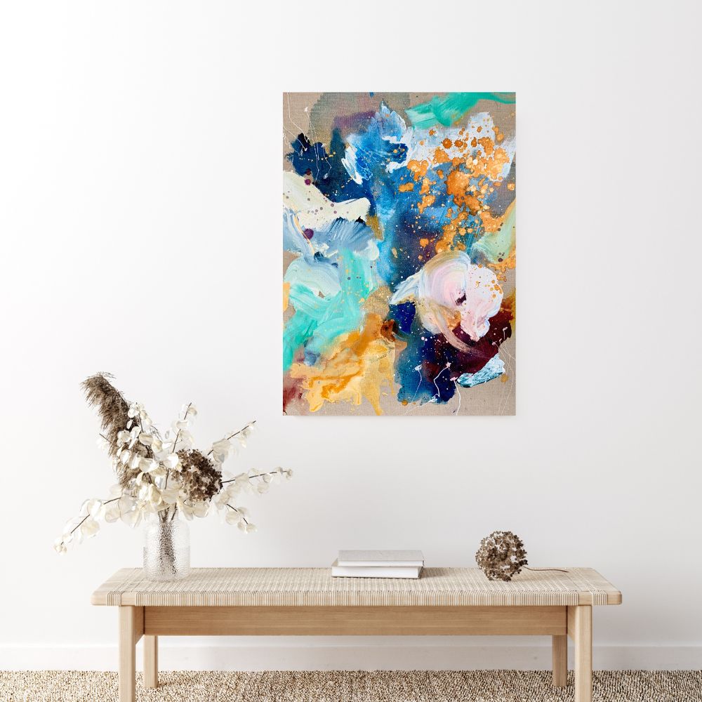Raw and blue - 60x80 cm (hørlærred)