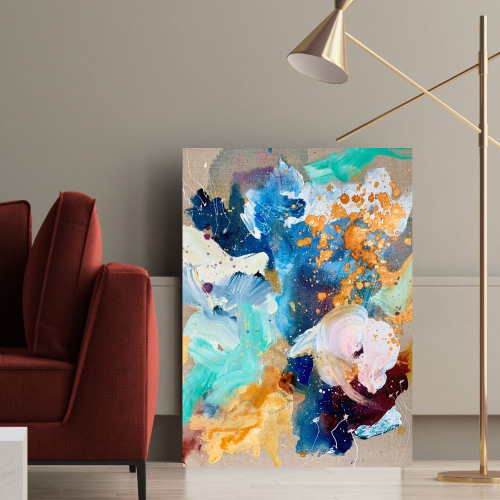 Raw and blue - 60x80 cm (hørlærred)