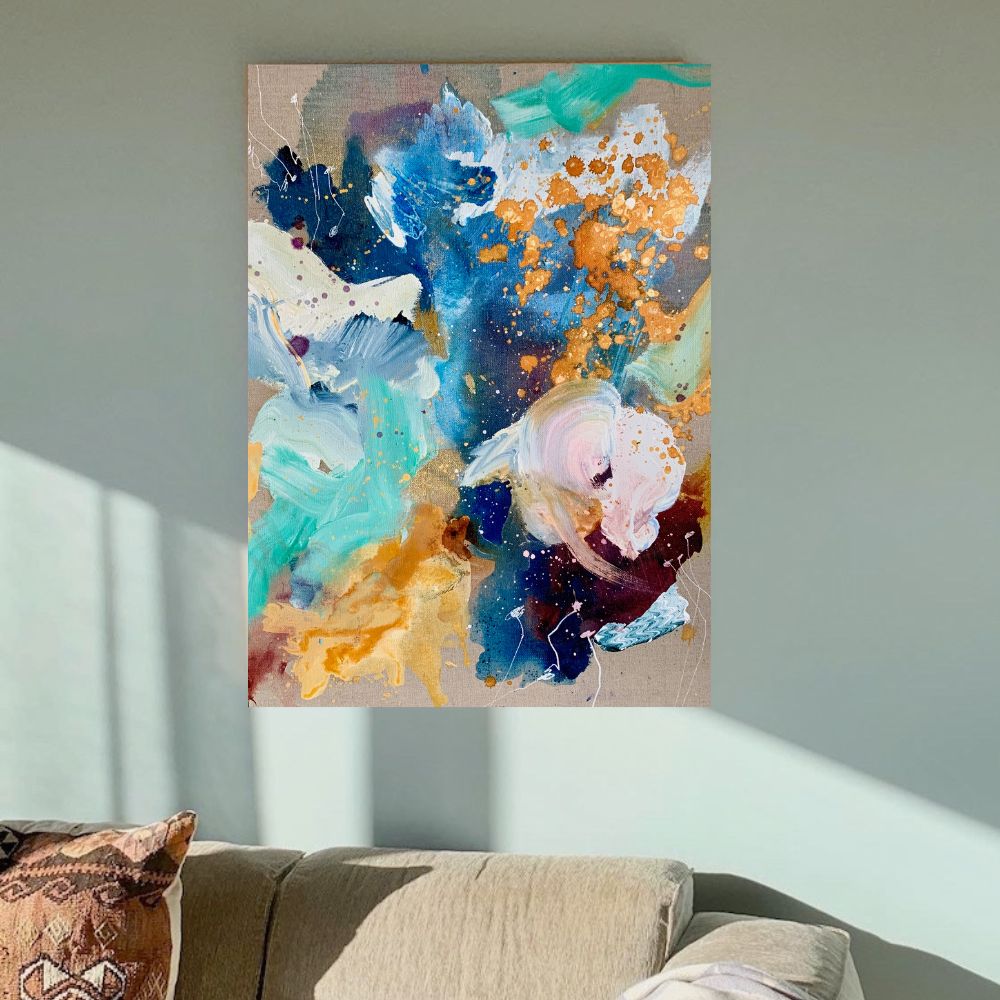 Raw and blue - 60x80 cm (hørlærred)