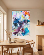 Abstract art print styled in dining room interior by Mette Lindberg