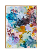 abstract-colourful-art-print-oak-frame.jpg Colourful abstract art print in oak frame by Mette Lindberg