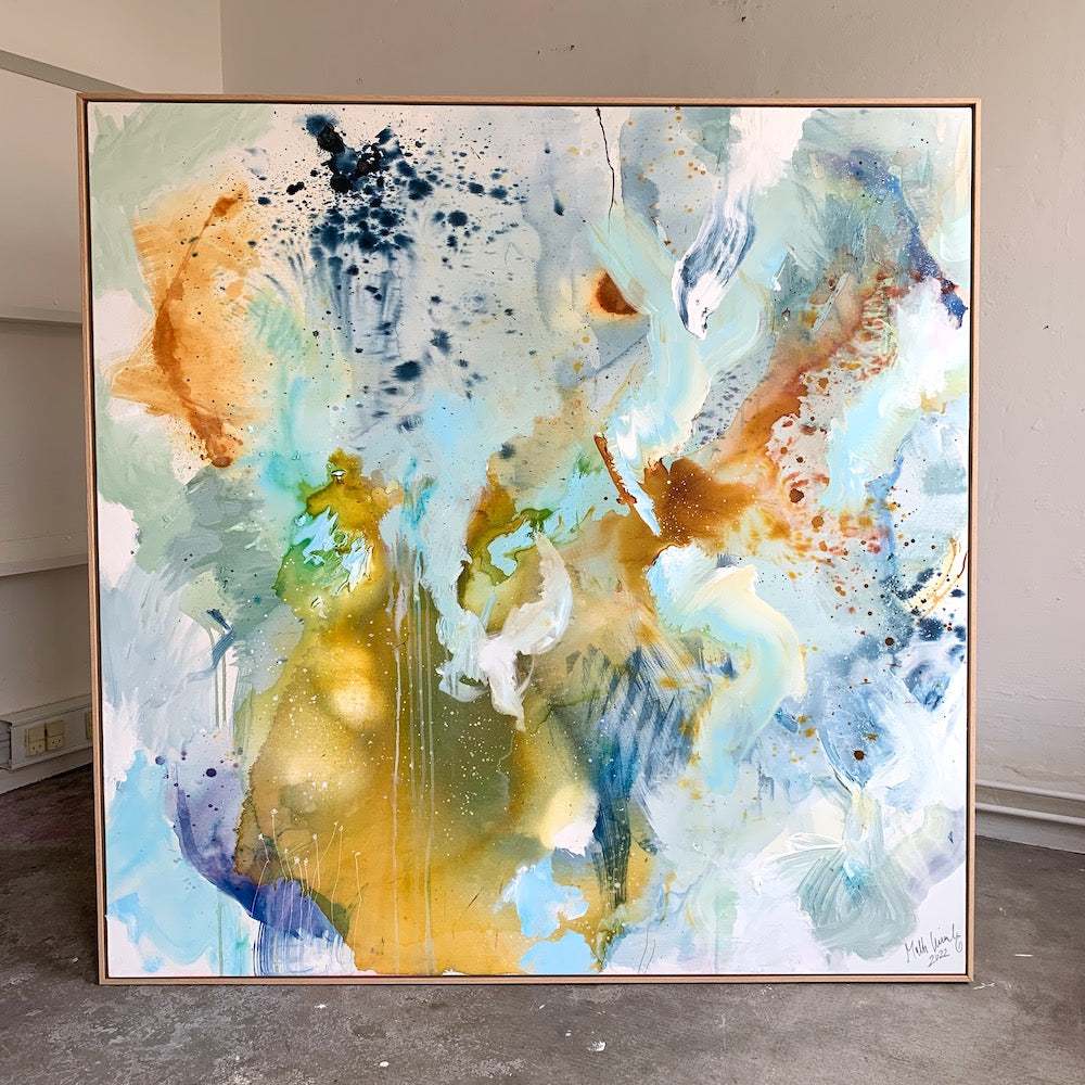To new beginnigs - 150x150 cm (m. egetræsramme)