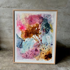 Joy - 59x73 cm - papirmaleri i egetræsramme