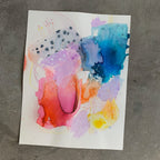 Drops #2 - maleri på papir i egetræsramme - 58x73 cm