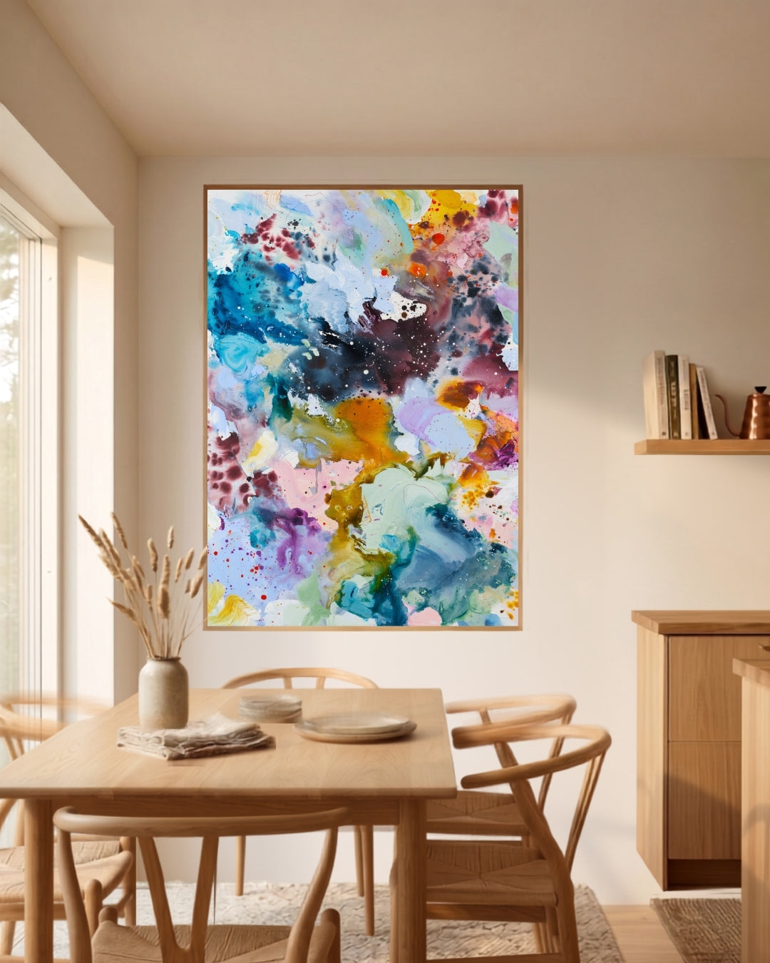 art-print-colourful-pink-blue.jpg Colourful abstract art print with pink and blue tones by Mette Lindberg