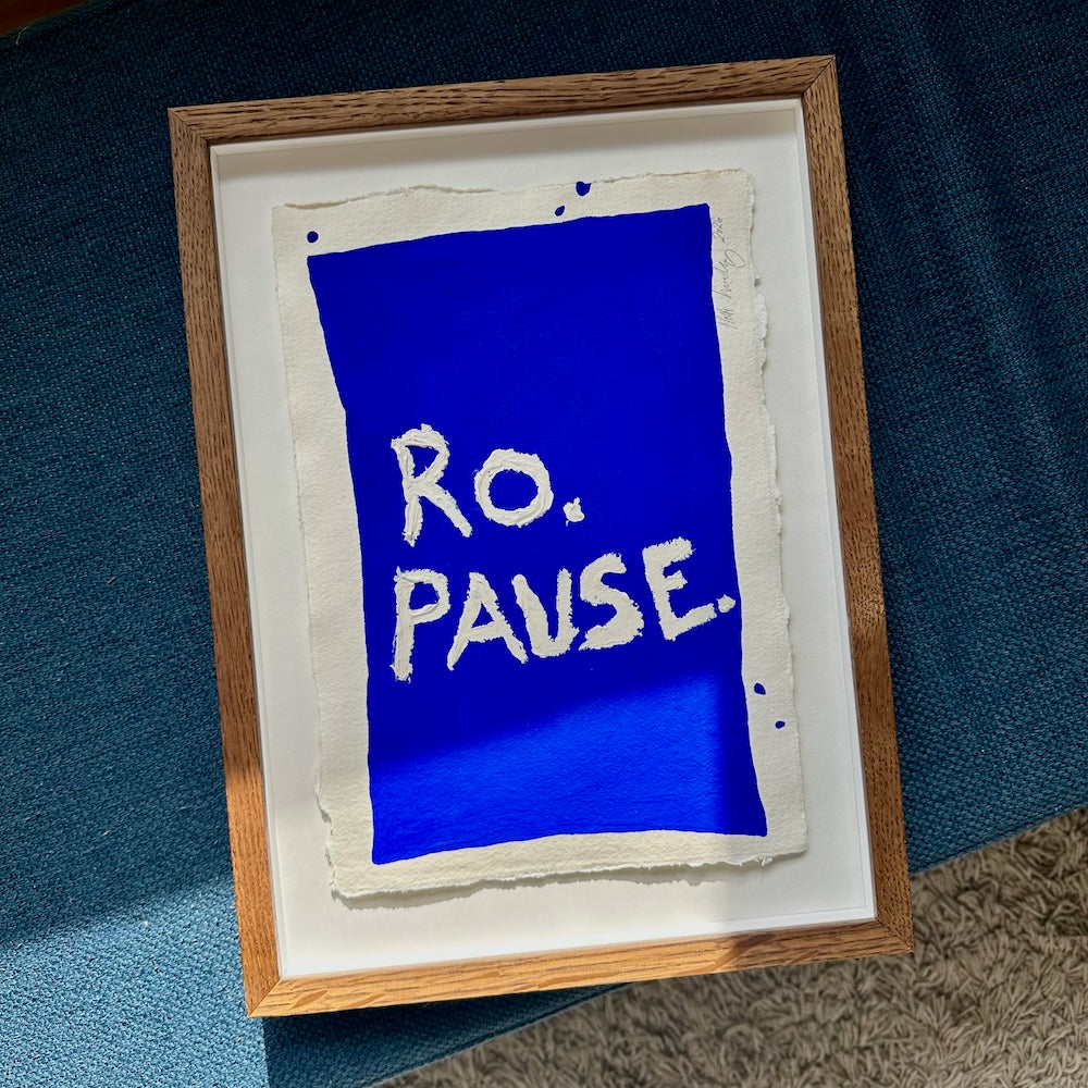 Ro. Pause. - originalt papirværk - 28,5 x 38,5 cm - Røget egetræsramme