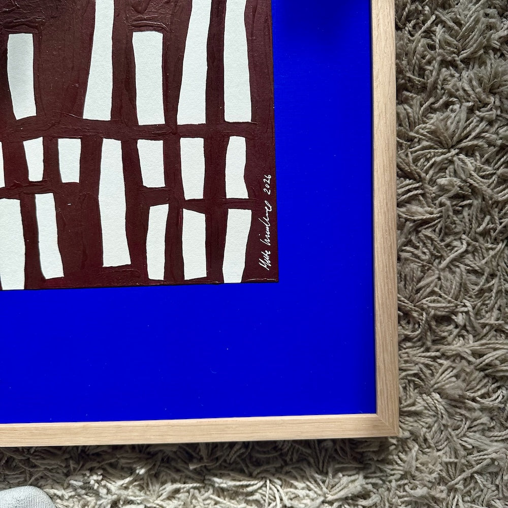 Ultramarine #11 - originalt papirværk - 52,5 x 67,5 cm - egetræsramme/ART-glas
