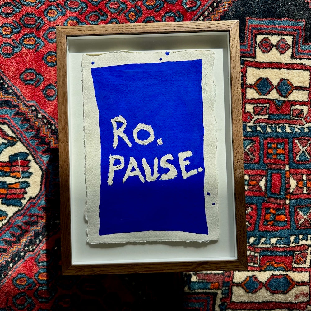 Ro. Pause. - originalt papirværk - 28,5 x 38,5 cm - Røget egetræsramme
