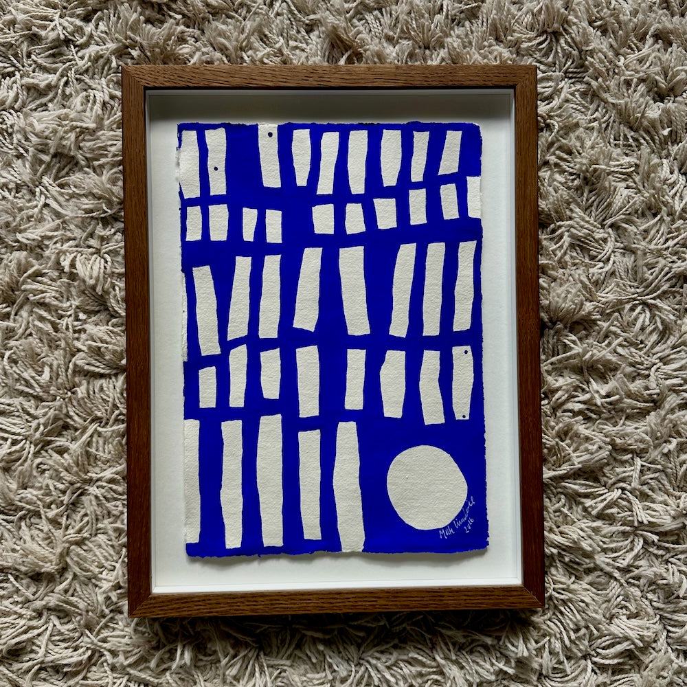 Ultramarine #17 - originalt papirværk - 38,5 x 30 cm - Røget egetræsramme/ART-glas