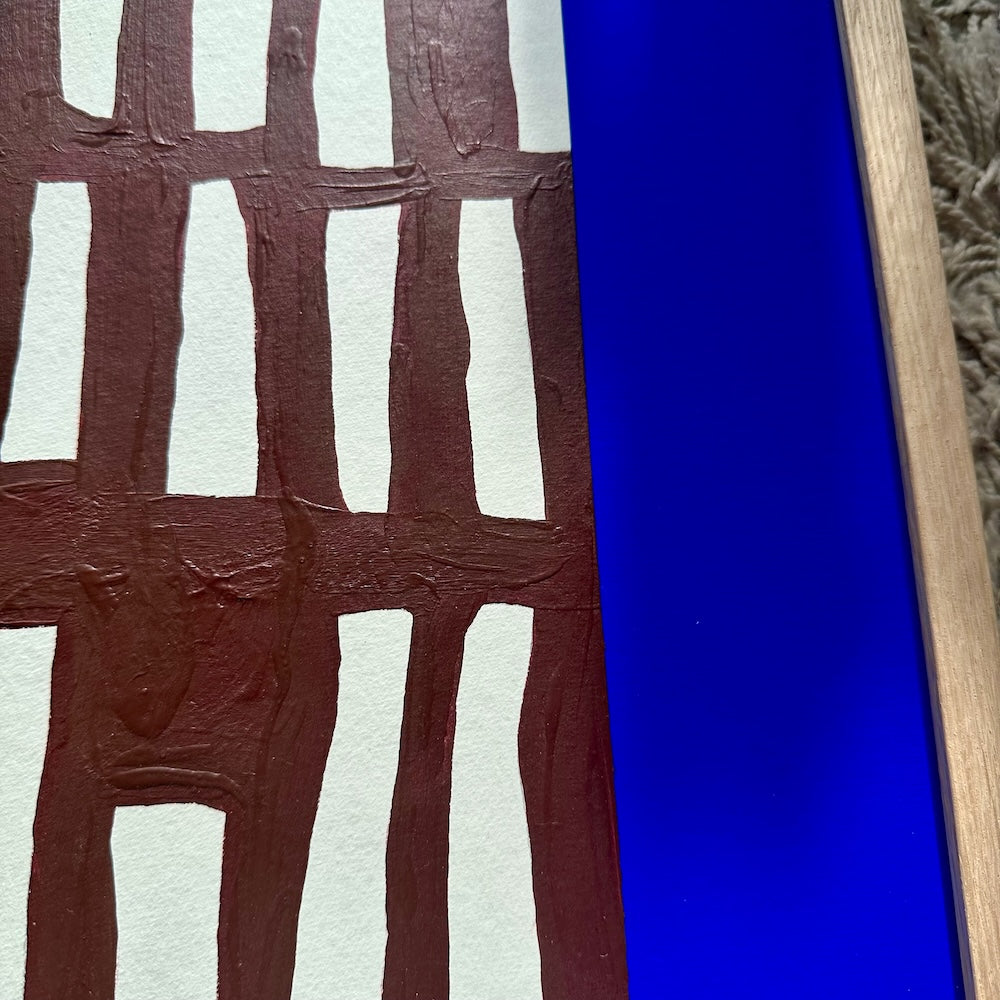 Ultramarine #11 - originalt papirværk - 52,5 x 67,5 cm - egetræsramme/ART-glas