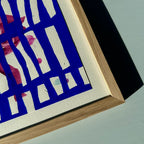 Ultramarine #13 - originalt papirværk - 28 x 36,5 cm - egetræsramme/ART-glas