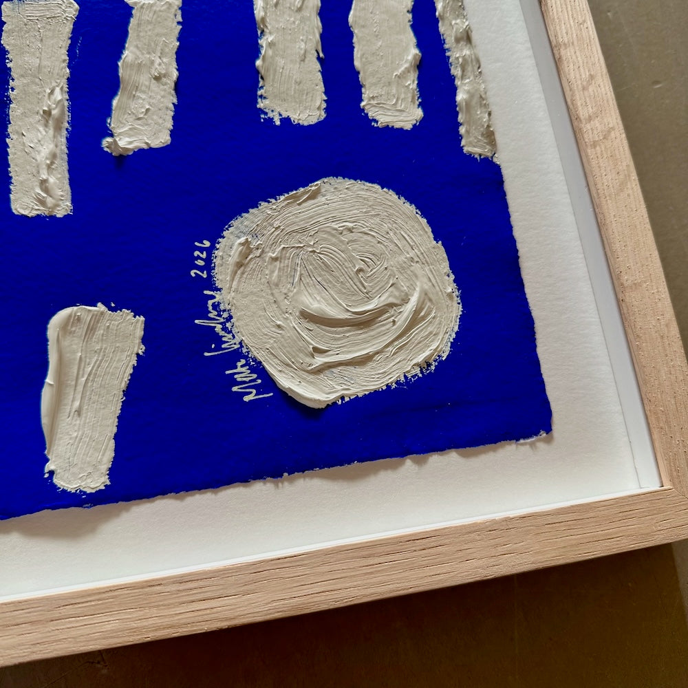 Ultramarine #20 - originalt papirværk - 37,5 x 37,5 cm - dyb egetræsramme
