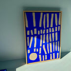 Ultramarine #21 - originalt værk på hørlærred - 57 x 42 cm - egetræsramme