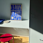 Ultramarine #21 - originalt værk på hørlærred - 57 x 42 cm - egetræsramme