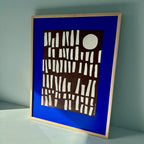 Ultramarine #11 - originalt papirværk - 52,5 x 67,5 cm - egetræsramme/ART-glas