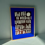 Ultramarine #11 - originalt papirværk - 52,5 x 67,5 cm - egetræsramme/ART-glas