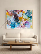 abstract-colourful-art-print-livingroom.jpg Colourful abstract art print styled in living room interior by Mette Lindberg