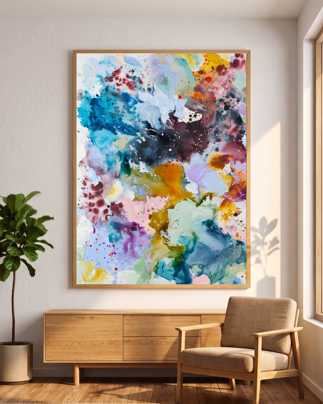 colourful-abstract-art-poster.jpg Colourful abstract art poster by Mette Lindberg – fluid paint in multiple vivid tones