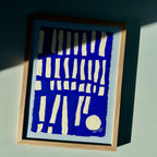Ultramarine #18 - originalt papirværk - 28 x 37 cm - egetræsramme/ART-glas
