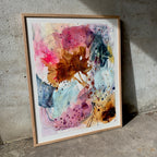 Joy - 59x73 cm - papirmaleri i egetræsramme