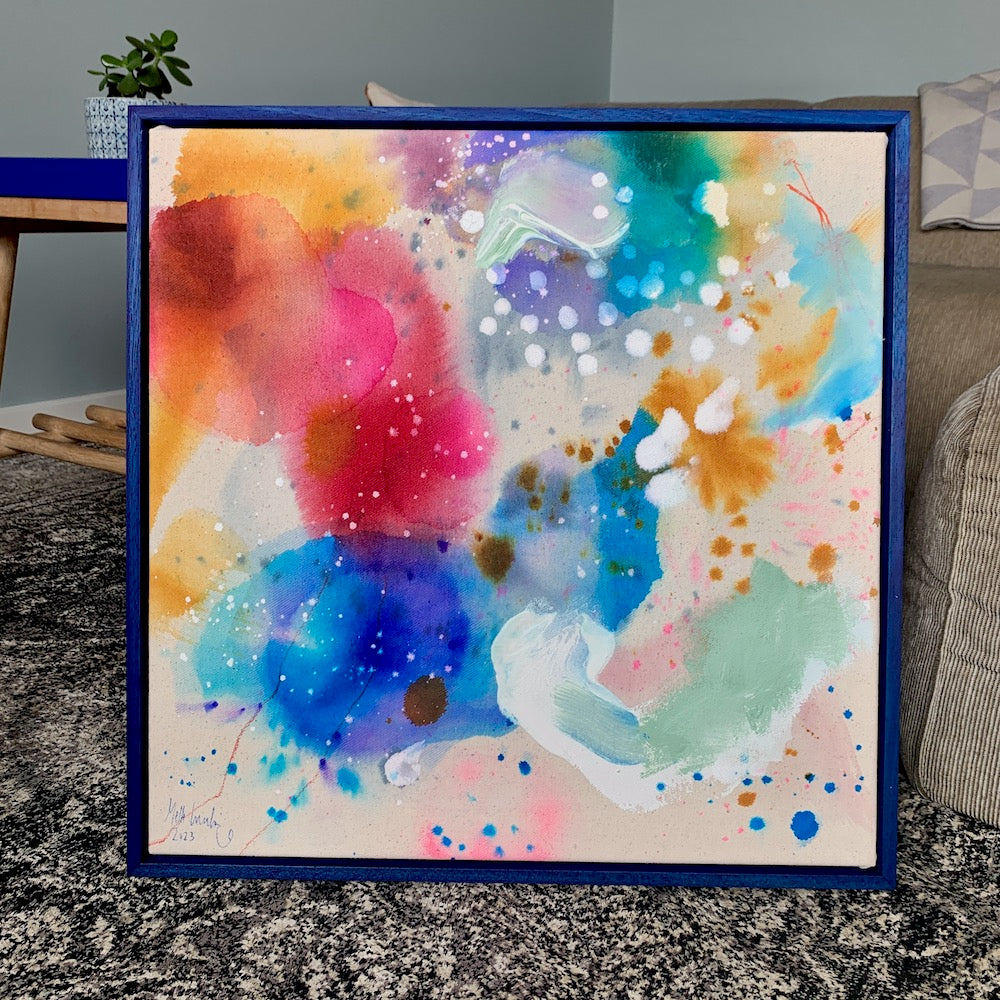 Colour scape #3 - 50x50 cm - blå ramme