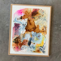 Maleri på papir - egetræsramme - 58x73 cm