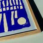 Ultramarine #18 - originalt papirværk - 28 x 37 cm - egetræsramme/ART-glas
