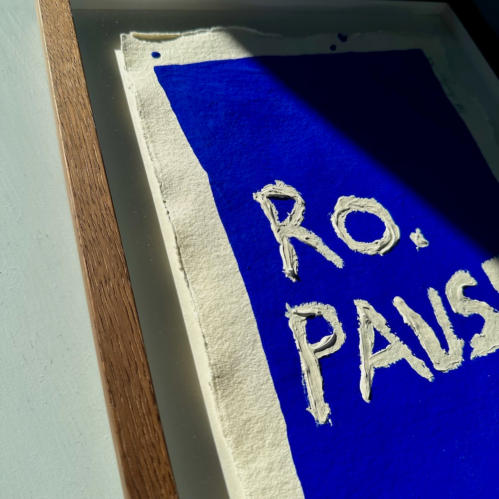Ro. Pause. - originalt papirværk - 28,5 x 38,5 cm - Røget egetræsramme