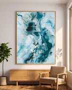 Soft #14 framed art print in oak frame in a bright Scandinavian interior with natural light, by Mette Lindberg