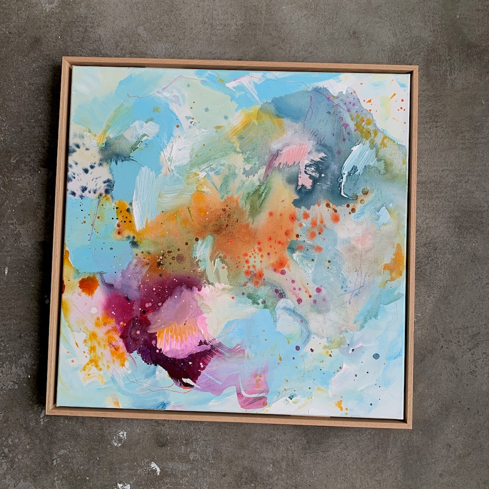 Abstraction #4 - 60x60 cm - m. egetræsramme