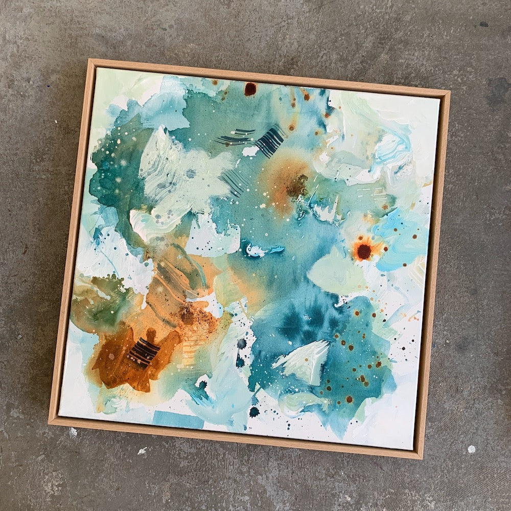 Mind view #1 og #2 - 60x60 cm i egetræsramme (2 malerier)