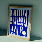 Ultramarine #18 - originalt papirværk - 28 x 37 cm - egetræsramme/ART-glas