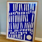 Ultramarine #10 - originalt papirværk - 50x70 cm - egetræsramme/ART-glas