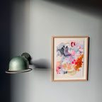 Think #1 - 39,5 x 49 cm - originalt maleri i egetræsramme