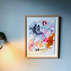 Think #1 - 39,5 x 49 cm - originalt maleri i egetræsramme