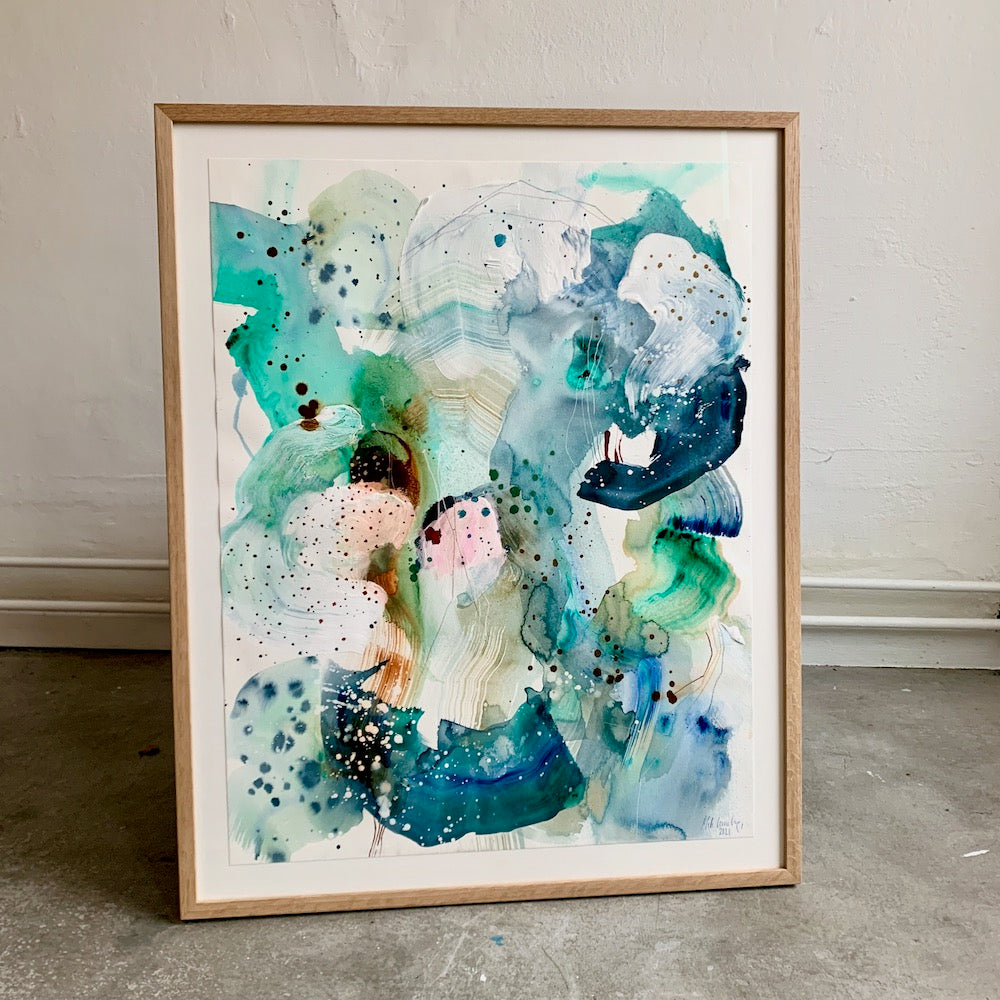 Green Parks #2 - 60x75 cm - maleri i egetræsramme