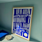 Ultramarine #10 - originalt papirværk - 50x70 cm - egetræsramme/ART-glas