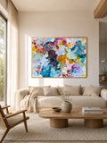  Abstract panorama art print by Mette Lindberg – colourful fluid painting in horizontal format