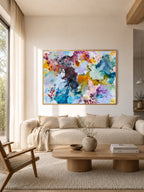  Abstract panorama art print by Mette Lindberg – colourful fluid painting in horizontal format