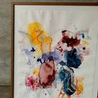 "Swing #2" - 59x73 cm - papirmaleri i røget egetræsramme