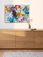 colourfil-art-poster-above-sofa.jpg Colourful abstract art poster displayed above sofa – interior by Mette Lindberg