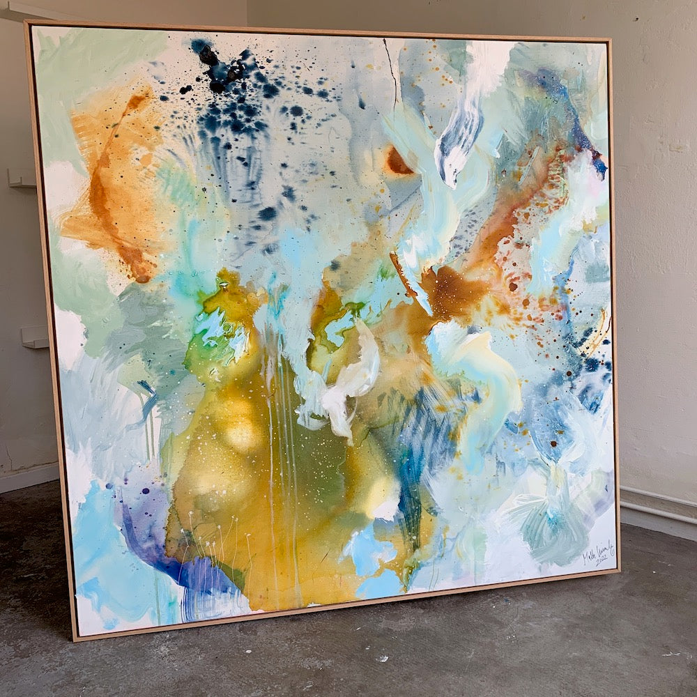 To new beginnigs - 150x150 cm (m. egetræsramme)